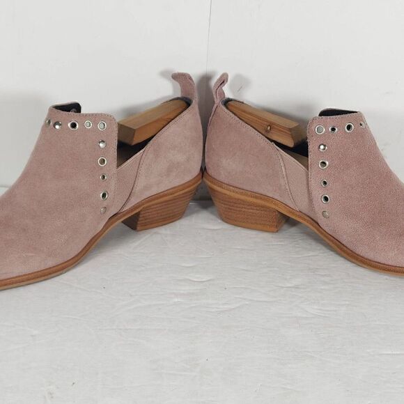 Rebecca Minkoff Women's Annette US 7M Pink Suede Studded Cut Out Bootie Boots - Picture 7 of 12